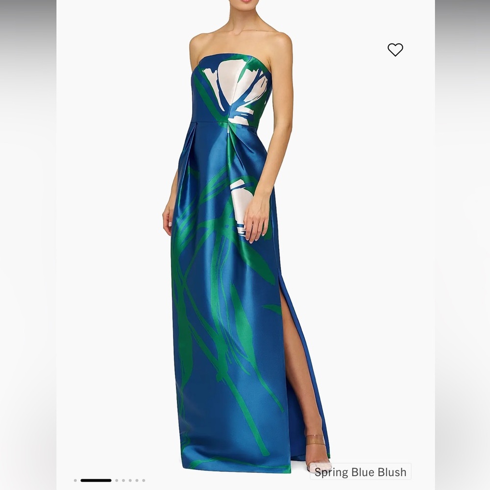 Kay Unger Blue and Green Maxi Dress
